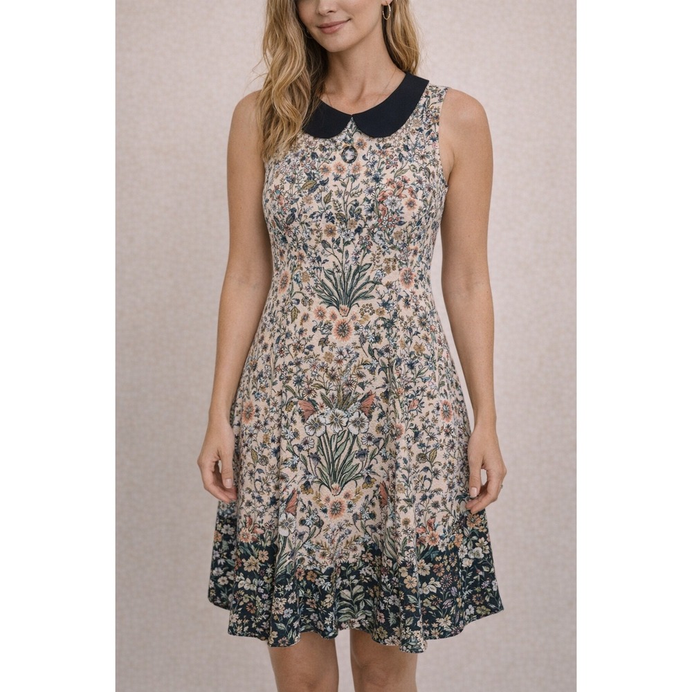 LC Lauren Conrad Womens Pink Floral Sleeveless Peter Pan Collar Dress Size‎ 6